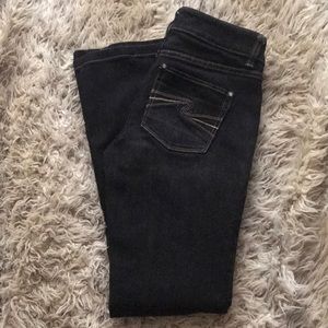 White/Black dark denim jeans